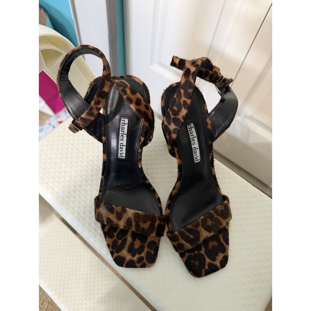 Charles David Leopard Print Calf Hair Heel‎ Shoes Size 6
